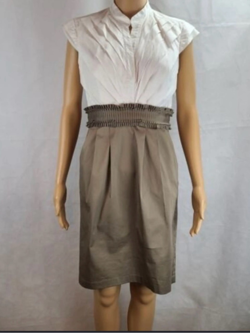 Max & Cleo Two-Tone Pleated Cotton Dress Size 6 w/ Pockets